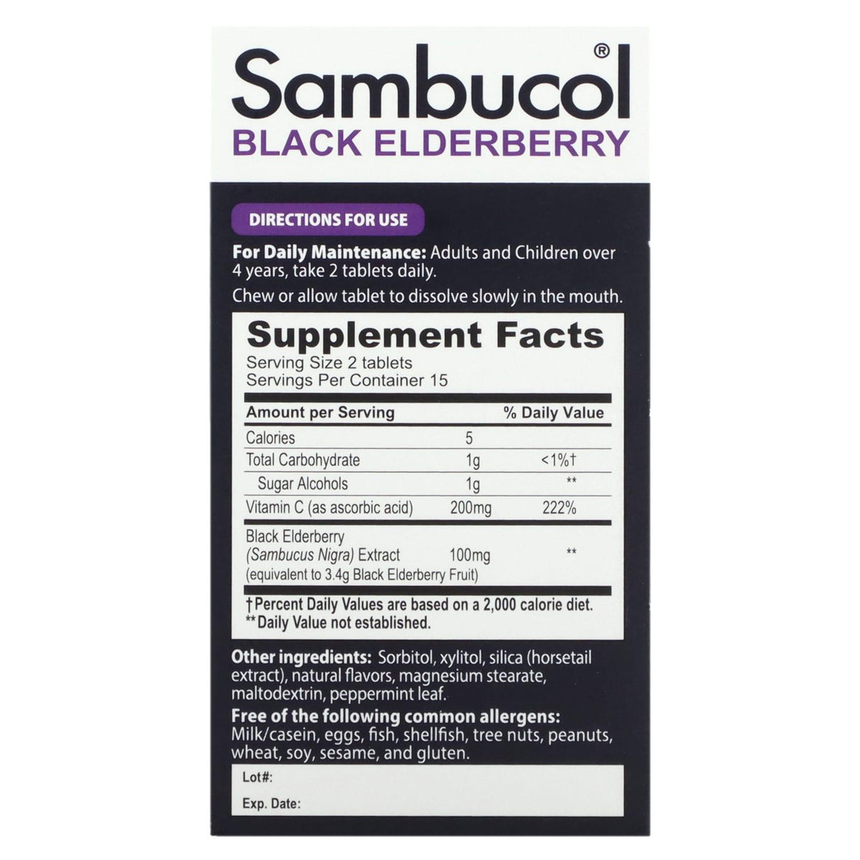 Sambucol, Black Elderberry, 30 Chewable Tablets - Supply Center USA