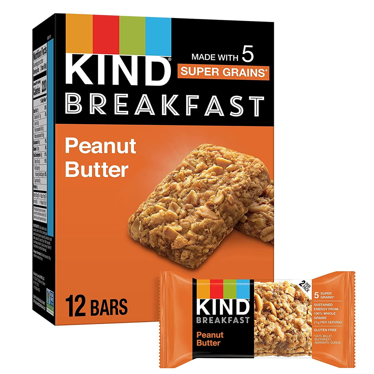 KIND Breakfast, Healthy Snack Bar, Peanut Butter Banana Dark Chocolate, Gluten Free Breakfast Bars, 8G Protein, 1.76 OZ Packs (6 Count)