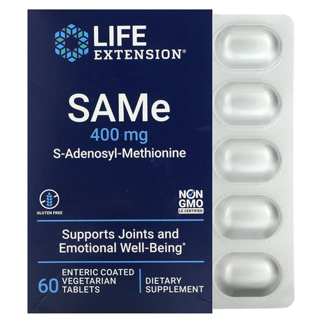 Life Extension, SAMe S-Adenosyl-Methionine, 400 mg, 60 Enteric Coated Vegetarian Tablets - Supply Center USA