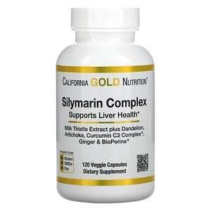 California Gold Nutrition, Silymarin Complex, Liver Health, Milk Thistle, Curcumin, Artichoke, Dandelion, Ginger, Black Pepper, 300 mg, 120 Veggie Capsules - Supply Center USA