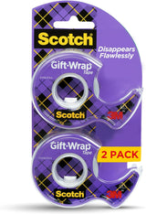 Scotch Gift-Wrap Tape, 2 Rolls, the Go-To Tape for Holiday Gift Wrapping, 3/4 X 600 Inches, Dispensered (15DM-2)