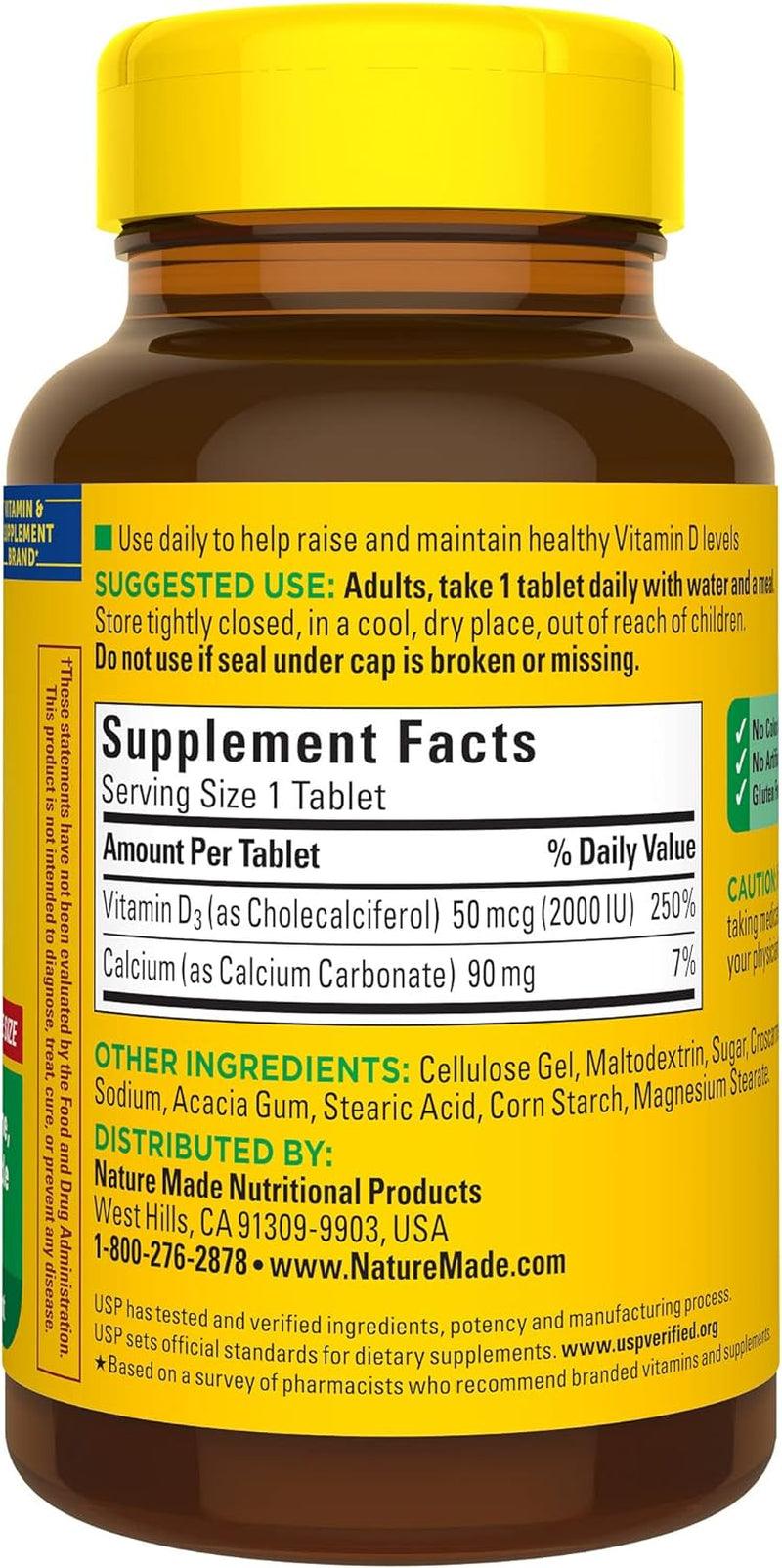 Nature Made Vitamin D3 2000 IU (50 Mcg), Dietary Supplement for Bone, Teeth, Muscle and Immune Health Support, 220 Tablets, 220 Day Supply - Supply Center USA