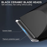 OLOV Electric Body Hair Trimmer - Groin Trimmer for Men - Bikini Trimmer Women - Wet/Dry Shaver Groomer, Replaceable Ceramic Blade Heads, USB Recharge Dock, Waterproof Hygiene Razor,Black