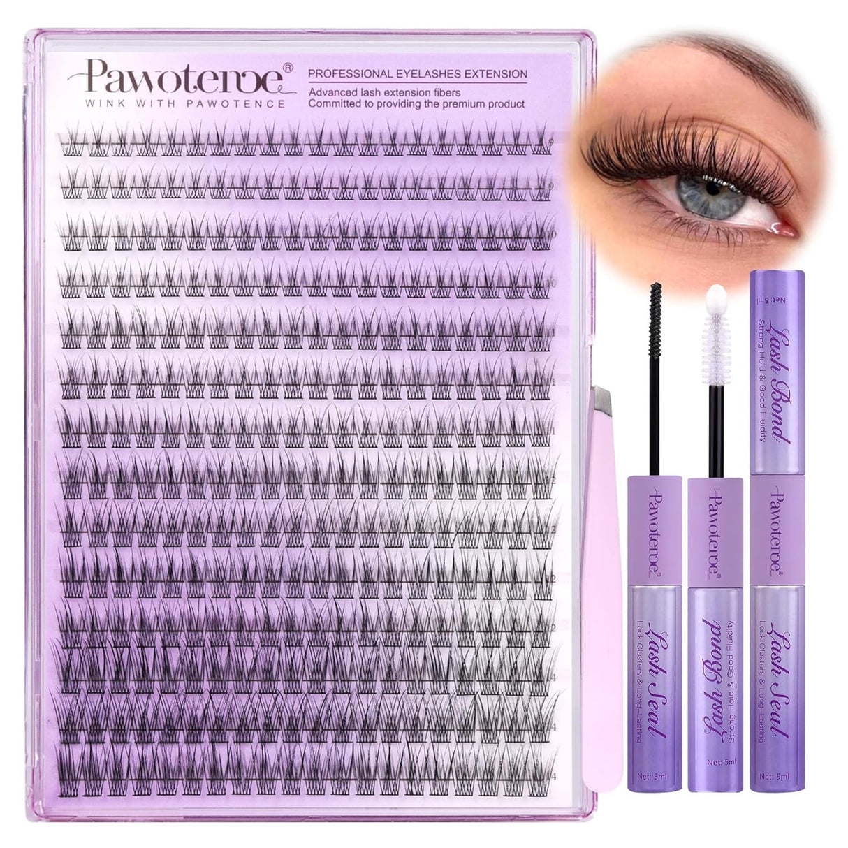 Pawotence Lash Clusters Wispy Cluster Eyelash Extensions 144Pcs Individual Lashes 10-18Mm Lash Extension DIY False Eyelashes Soft Comfortable Eyelash Clusters with Thin Band