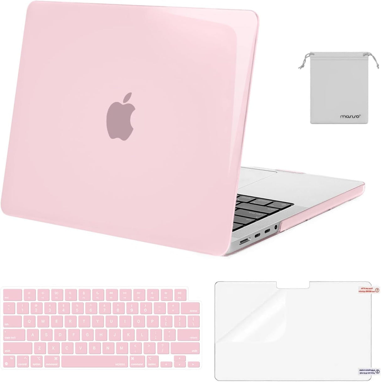 MOSISO Compatible with Macbook Pro 14 Inch Case 2024 2023 2022 2021 M4 M3 M2 M1 Pro Max A3112 A3185 A3401 A2918 A2992 A2779 A2442, Plastic Hard Shell&Keyboard Cover&Screen Film&Pouch, Black