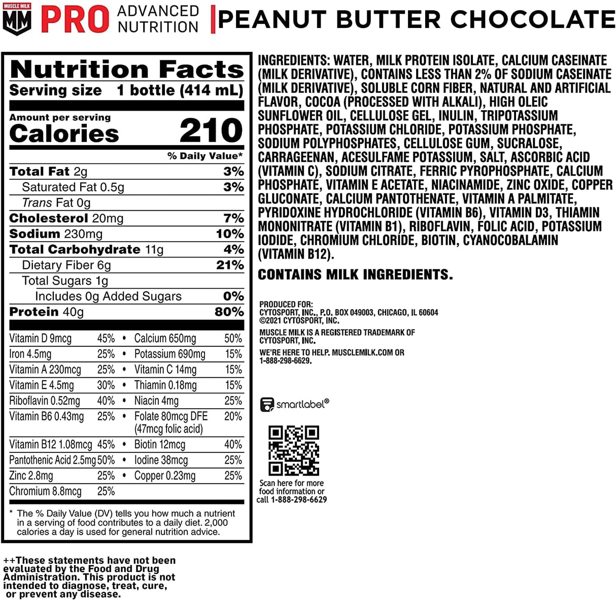 Muscle Milk Pro Series Protein Shake, Chocolate Peanut Butter, 40G Protein, 14 Fl Oz (Pack of 12)