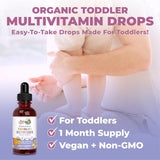 Maryruth Organics Kids Multivitamin for Toddlers | USDA Organic | Toddler Vitamins Liquid Drops for Kids Ages 1-3 | Immune Support & Overall Wellness | Vegan | Non-Gmo | Gluten Free | 2 Fl Oz - Supply Center USA