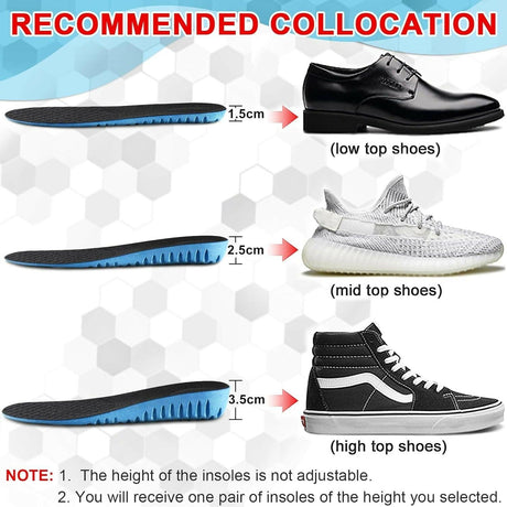 Ailaka Height Increase Insoles for Men Women, Honeycomb Shock Absorbing Cushion Shoe Height Insoles Men Women, Replacement Sports Shoe Inserts - Supply Center USA