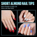TOMICCA Short Almond Gel X Tips - Almond Shape Acrylic Nail Tips, Soft Gel Nail Tips Full Cover Nail Extensions 240Pcs for Beginner and Professional 12 Sizes