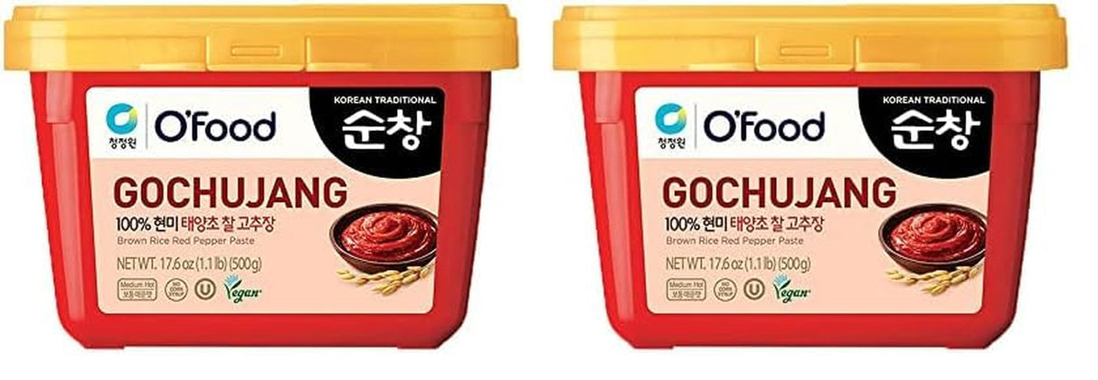 Chung Jung One O'Food Medium Gochujang 1.1Lb, Korean Red Chili Pepper Paste, Spicy, Sweet and Savory Sauce, Traditional Fermented Condiment, 100% Brown Rice, No Corn Syrup