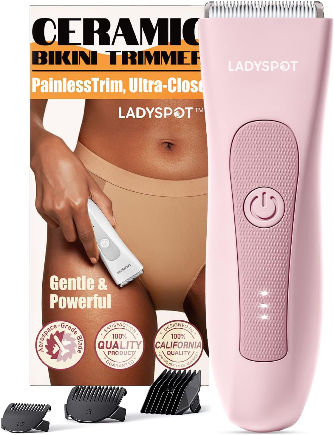 MANSPOT Manscape Groin & Body Hair Trimmer for Men, Electric Ball Trimmer Pubic Trimmer Shaver,Manscape Kit with 4 Guard,Replaceable Ceramic Blade Heads,Waterproof Wet/Dry Shaver,90 Minutes Shaving