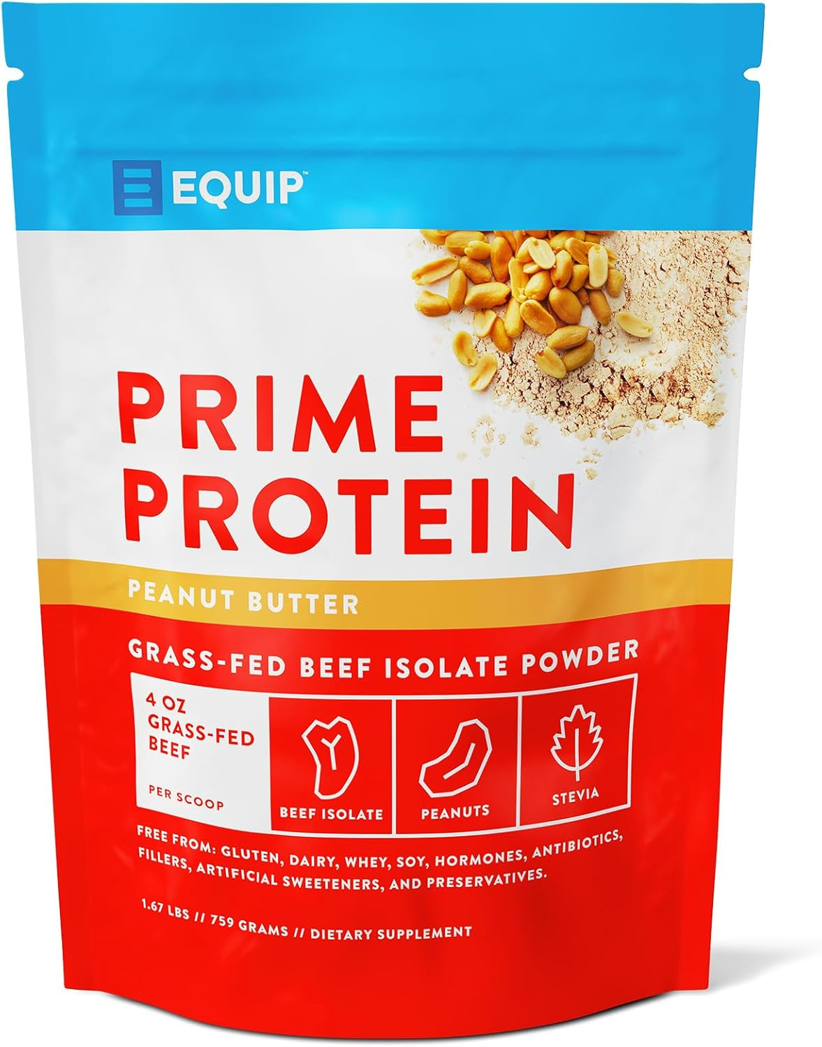 Equip Foods Prime Protein Powder | Clean, Grass Fed Beef Protein Isolate | Carnivore Protein Powder | Paleo, Keto Friendly | Gluten, Dairy Free | Helps Build & Repair Tissue | 30 Servings, Chocolate