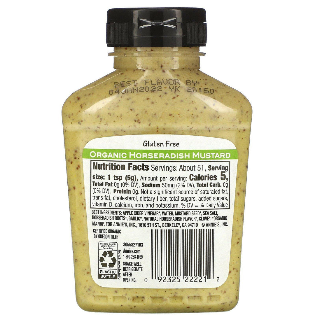 Annie's Naturals, Organic, Horseradish Mustard, 9 oz (255 g) - HealthCentralUSA