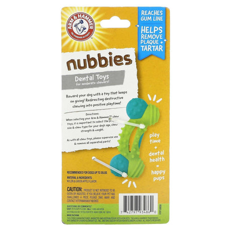 Arm & Hammer, Nubbies, Dental Toys for Moderate Chewers, Duality Toy, Green Apple, 1 Toy - Supply Center USA