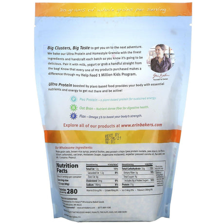 Erin Baker's, Ultra Protein Granola with Pea Protein, Peanut Butter, 12 oz (340 g) - Supply Center USA