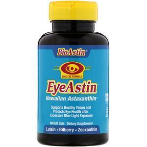 Nutrex Hawaii, BioAstin, EyeAstin, Hawaiian Astaxanthin, 6 mg, 60 Softgels - Supply Center USA