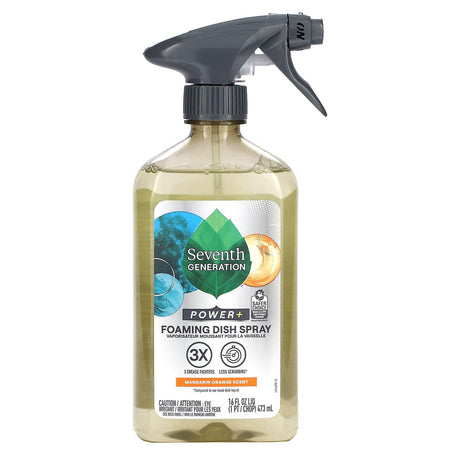 Seventh Generation, Power+, Foaming Dish Spray, Mandarin Orange, 16 fl oz (473 ml) - Supply Center USA