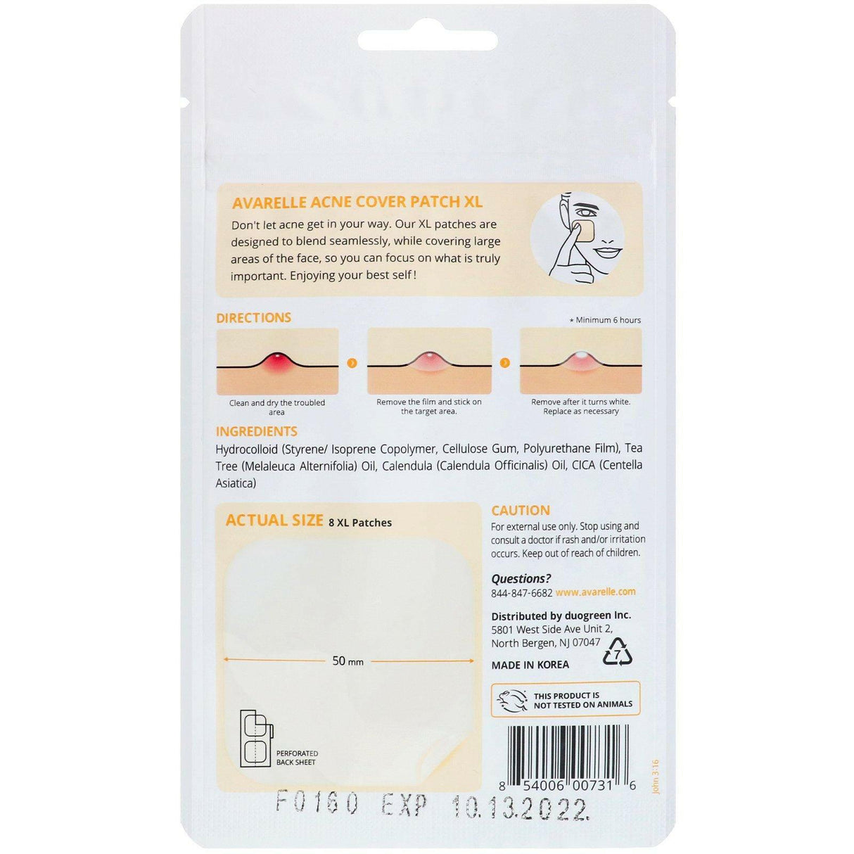 Avarelle, Acne Cover Patch XL, 8 XLarge Patches - Supply Center USA