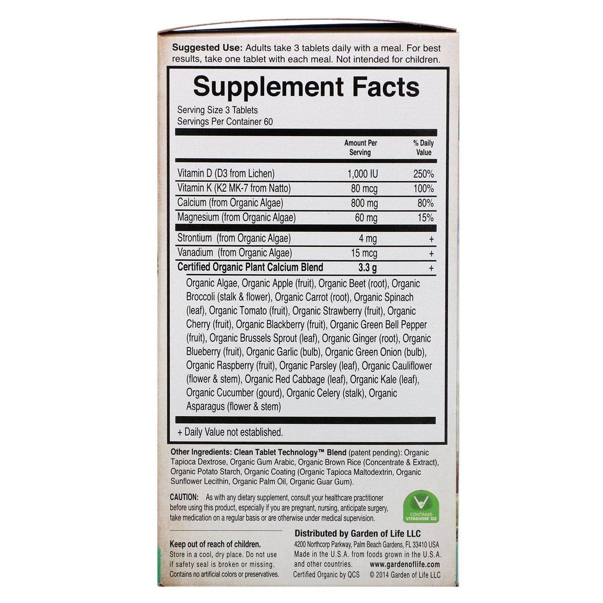 Garden of Life, MyKind Organics, Organic Plant Calcium, 180 Vegan Tablets - Supply Center USA