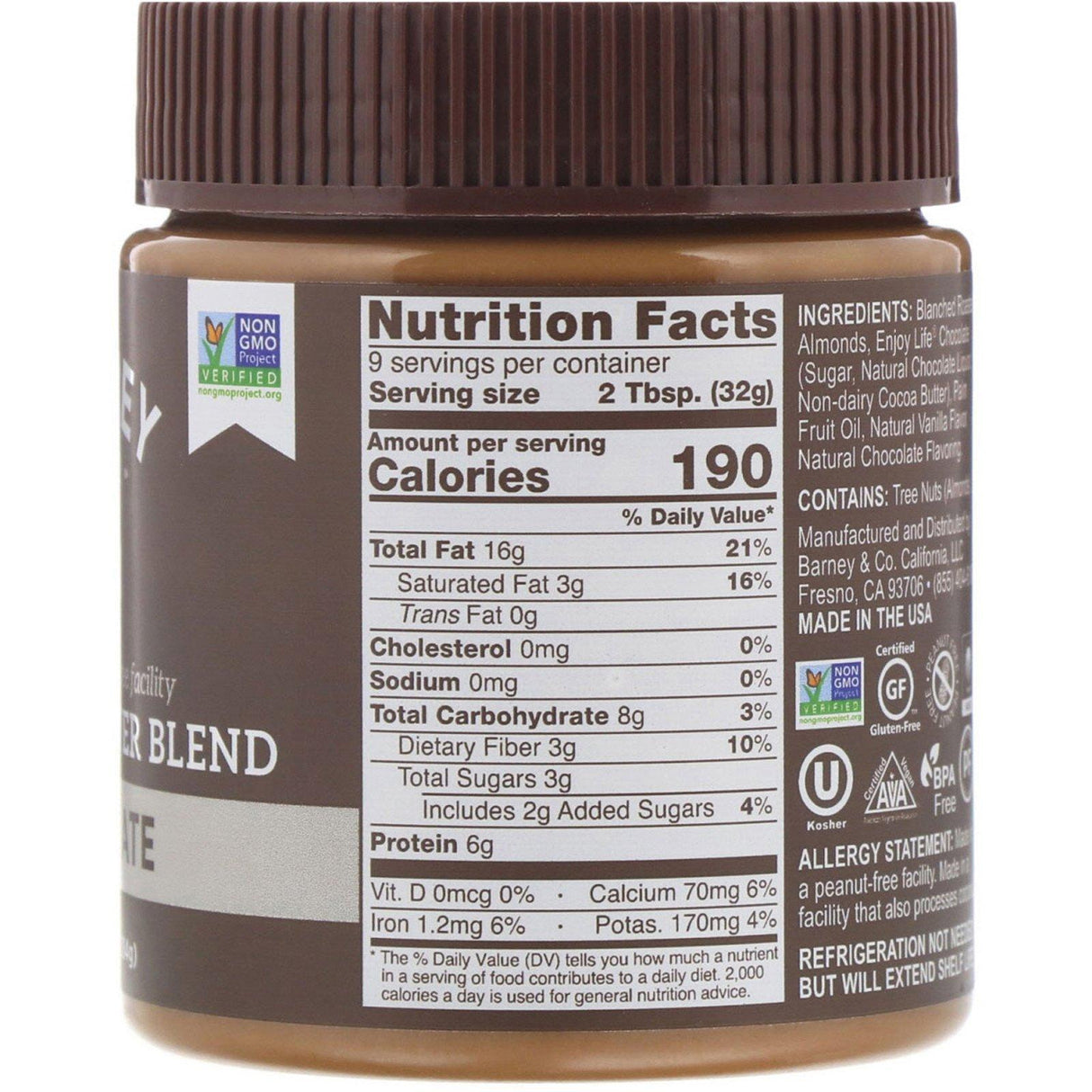 Barney Butter, Almond Butter Blend, Chocolate, 10 oz (284 g) - Supply Center USA