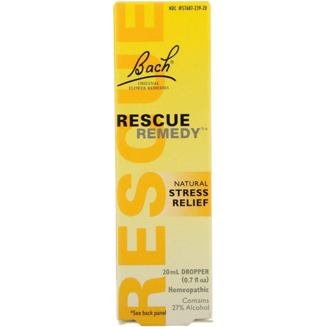 Bach, Original Flower Remedies, Rescue Remedy, Natural Stress Relief, 0.7 fl oz (20 ml) - Supply Center USA