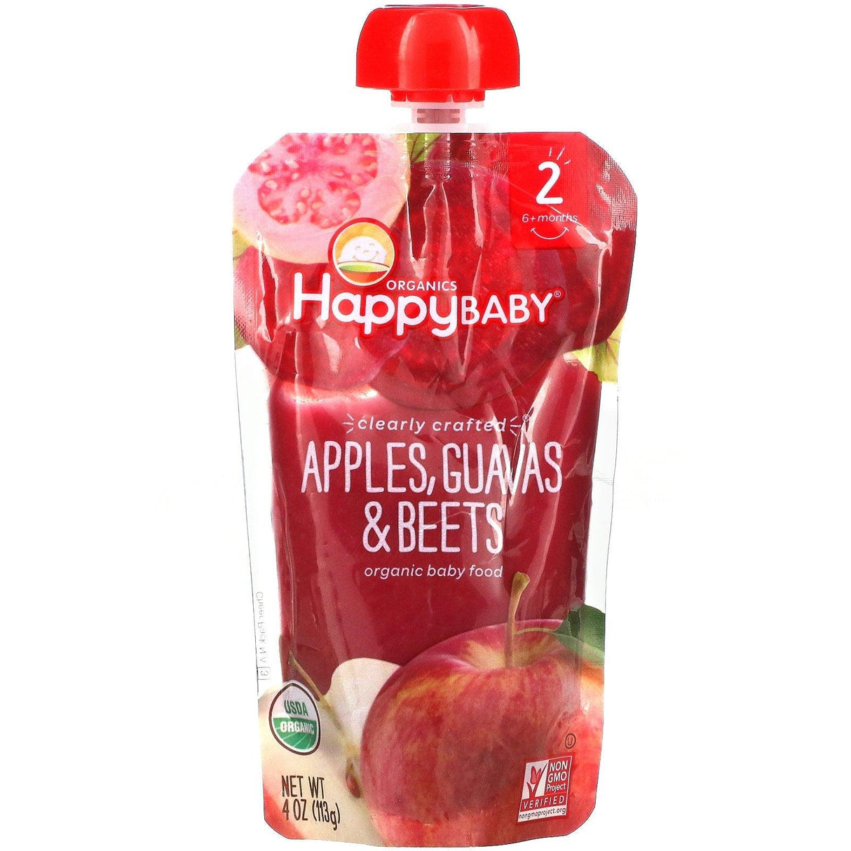 Happy Family Organics, Happy Baby, Organic Baby Food, 6+ Months, Apples, Guavas, & Beets, 4 oz (113 g) - Supply Center USA