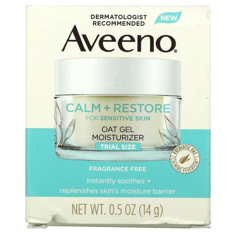 Aveeno, Calm + Restore, Oat Gel Moisturizer, Fragrance-Free, Trial Size, 0.5 oz (14 g) - Supply Center USA