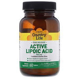 Country Life, Active Lipoic Acid, Time Release, 300 mg, 60 Tablets - Supply Center USA