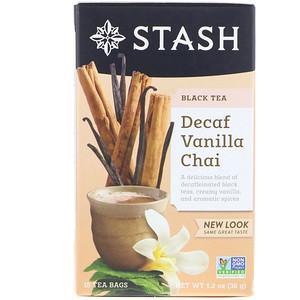 Stash Tea, Black Tea, Decaf Vanilla Chai, 18 Tea Bags, 1.2 oz (36 g) - HealthCentralUSA