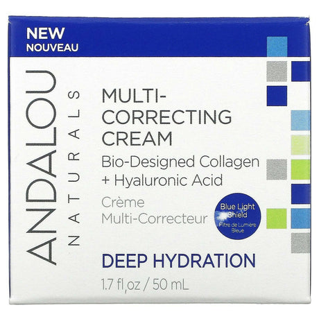 Andalou Naturals, Multi-Correcting Cream, Bio-Designed Collagen + Hyaluronic Acid, 1.7 fl oz (50 ml) - Supply Center USA