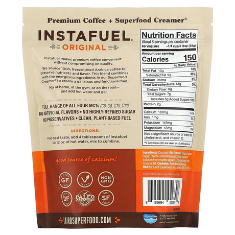 Laird Superfood, InstaFuel, Premium Coffee + Superfood Creamer, Original, 8 oz (227 g) - Supply Center USA