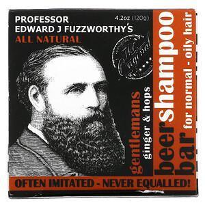 Professor Fuzzworthy's, Gentlemans Beer Shampoo Bar, For Normal - Oil Hair, Ginger & Hops, 4.2 oz (120 g) - Supply Center USA