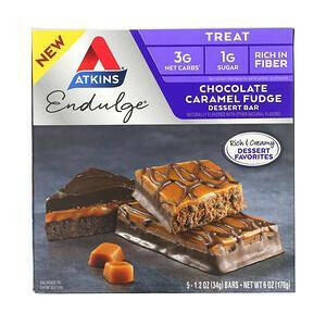 Atkins, Endulge, Chocolate Caramel Fudge, 5 Bars, 1.2 oz (34 g) Each - HealthCentralUSA