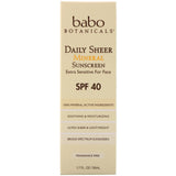 Babo Botanicals, Daily Sheer Mineral Sunscreen, SPF 40, 1.7 fl oz (50 ml) - Supply Center USA