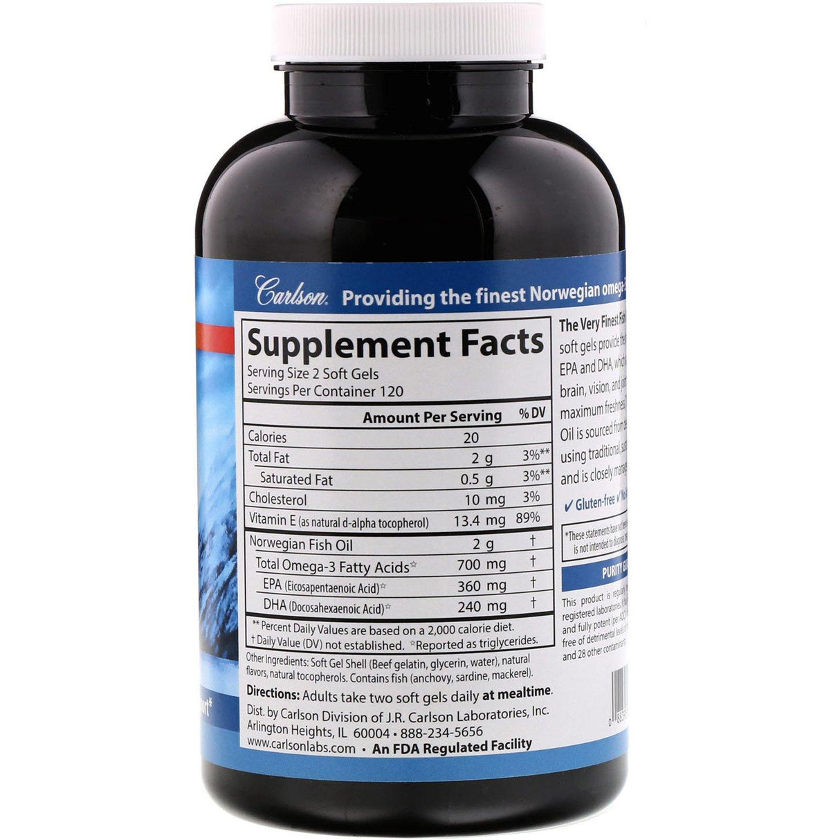 Carlson Labs, The Very Finest Fish Oil, Natural Lemon Flavor, 700 mg, 240 Soft Gels - Supply Center USA