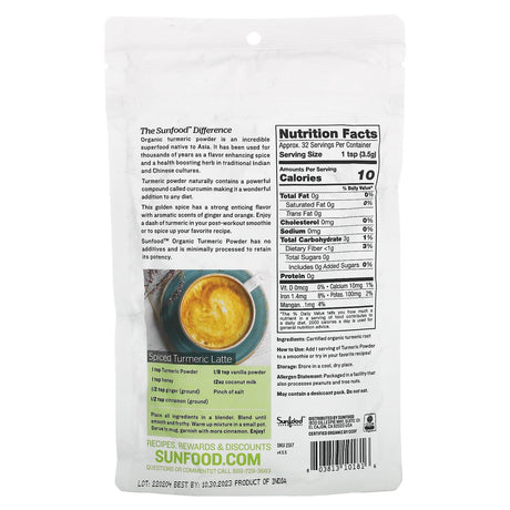 Sunfood, Organic Turmeric Powder, 4 oz (113 g) - Supply Center USA