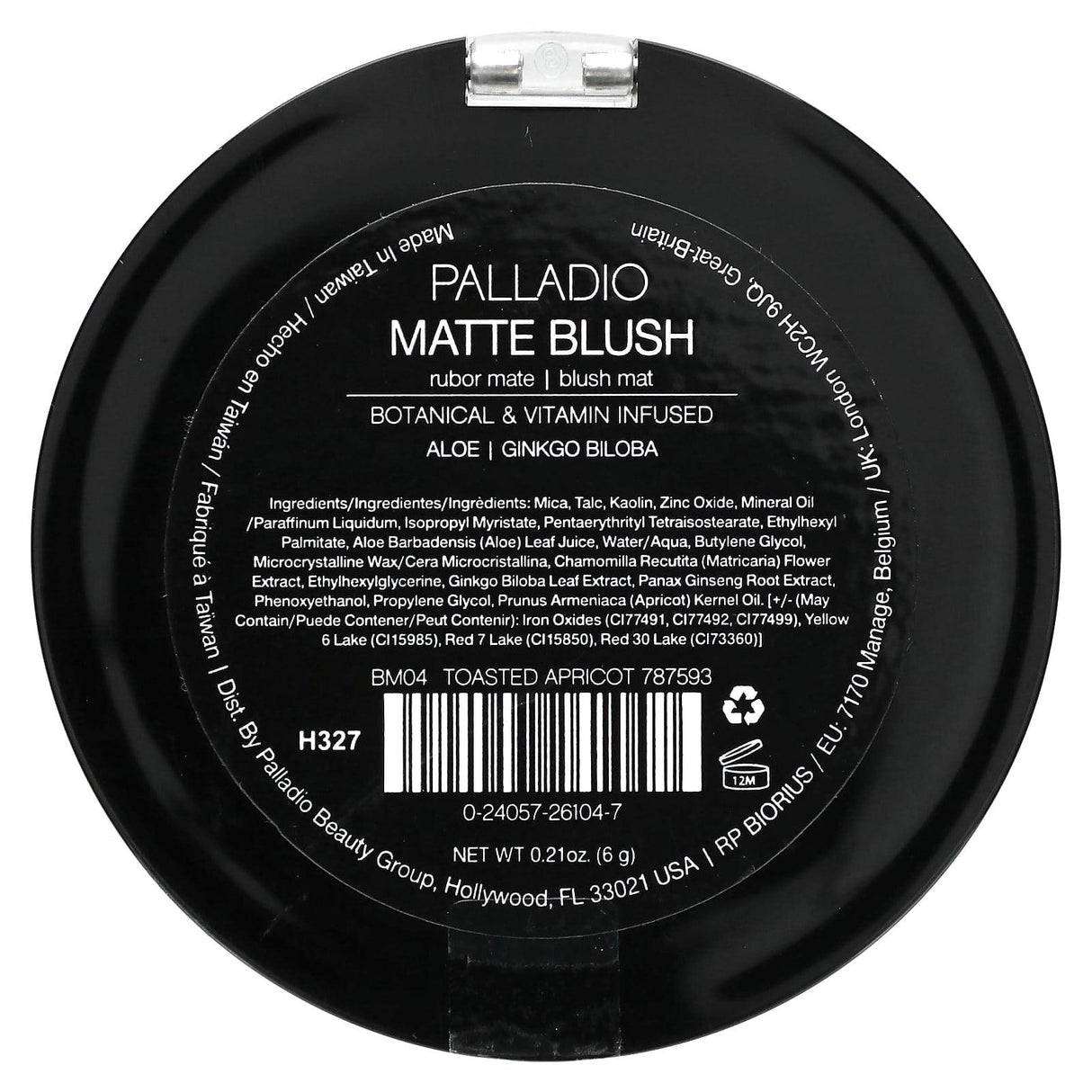 Palladio, Matte Blush, Toasted Apricot BM04, 0.21 oz (6 g) - Supply Center USA