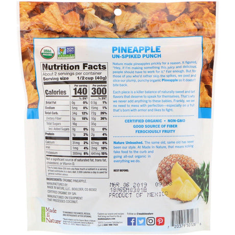 Made in Nature, Organic Dried Pineapple, Bold & Gold Supersnacks, 3 oz (85 g) - Supply Center USA