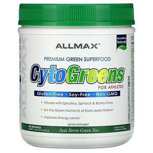 ALLMAX Nutrition, CytoGreens, Premium Green Superfood for Athletes, Acai Berry Green Tea, 1.2 lbs (535 g) - Supply Center USA