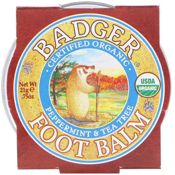 Badger Company, Organic, Foot Balm, Peppermint & Tea Tree, .75 oz (21 g) - HealthCentralUSA