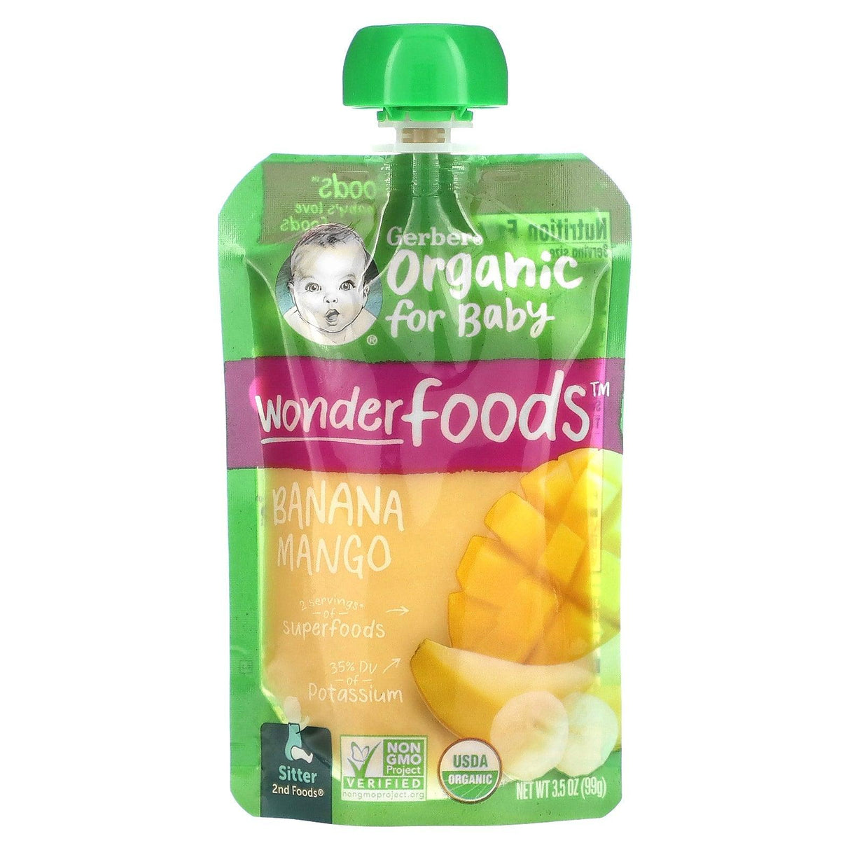 Gerber, Organic for Baby, Wonderfoods, 2nd Foods, Pear, Mango, Avocado, 3.5 oz (99 g) - Supply Center USA