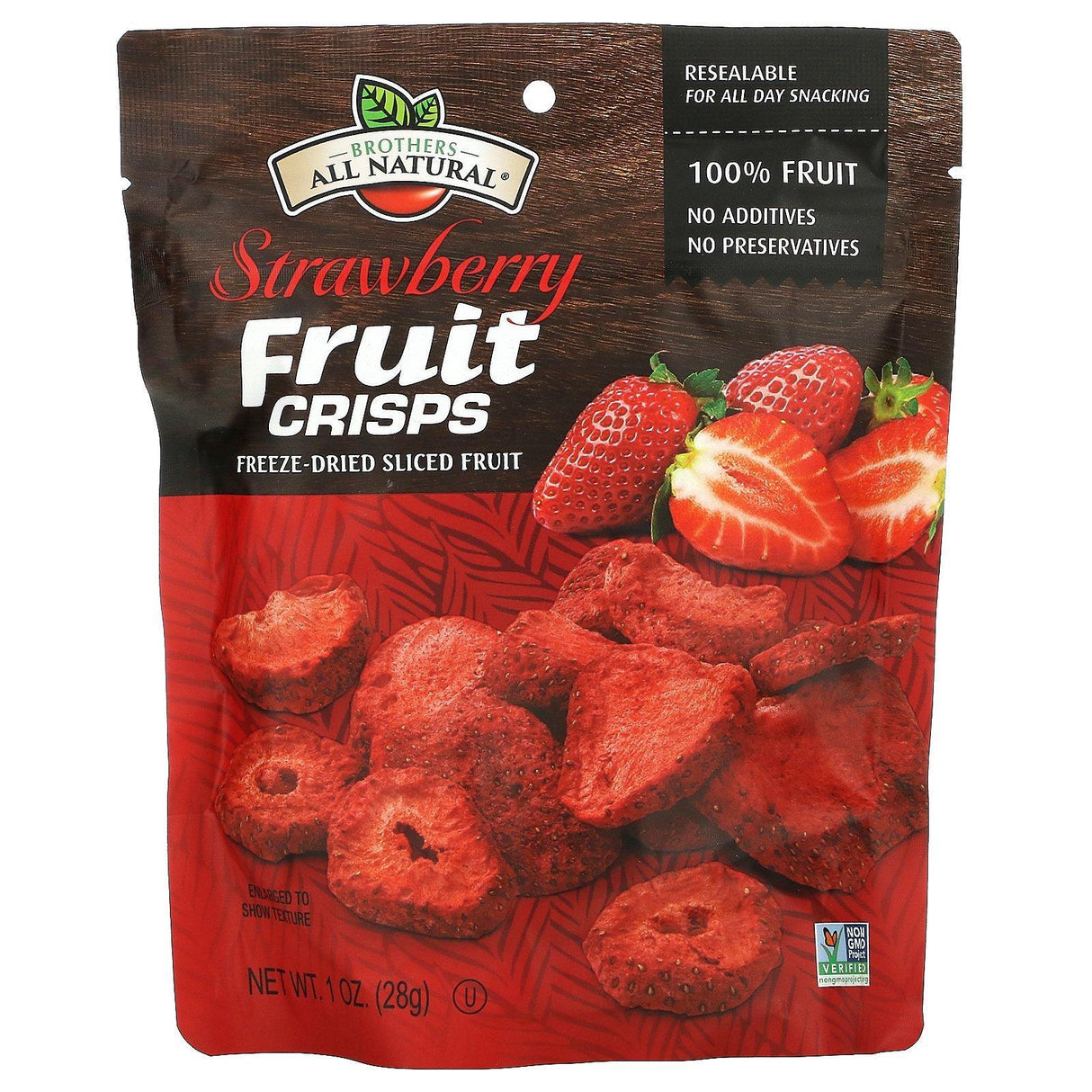 Brothers-All-Natural, Fruit Crisps, Strawberries, 1 oz (28 g) - Supply Center USA