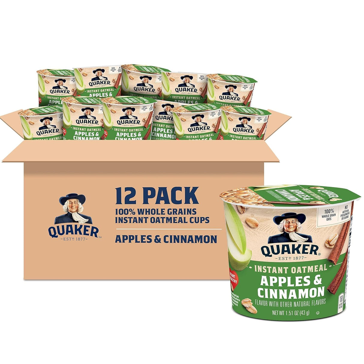 Quaker Instant Oatmeal Express Cups, 4 Flavor Variety Pack, 1.76 Ounce (Pack of 12)