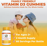 Maryruth Organics Vitamin D3 Gummies, 2 Month Supply, Adults & Kids Gummies, Immune Support Supplement, Vitamin D3 1000IU for Bone Health & Muscle Function, Vegan, Non-Gmo, Gluten Free, 60 Count - Supply Center USA