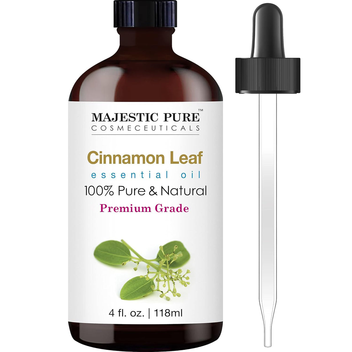 Majestic Pure Lavender Essential Oil with Glass Dropper | 100% Pure and Natural Lavender Oil | Premium Grade Essential Oils for Diffusers, Skin, Aromatherapy, Massage | 4 Fl Oz