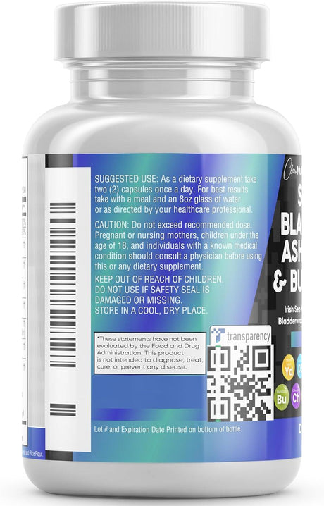 Sea Moss 3000Mg Black Seed Oil 2000Mg Ashwagandha 1000Mg Turmeric 1000Mg Bladderwrack 1000Mg Burdock & Vitamin C Vitamin D3 with Elderberry Manuka Dandelion Yellow Dock Iodine Chlorophyll ACV - 2Pack - Supply Center USA