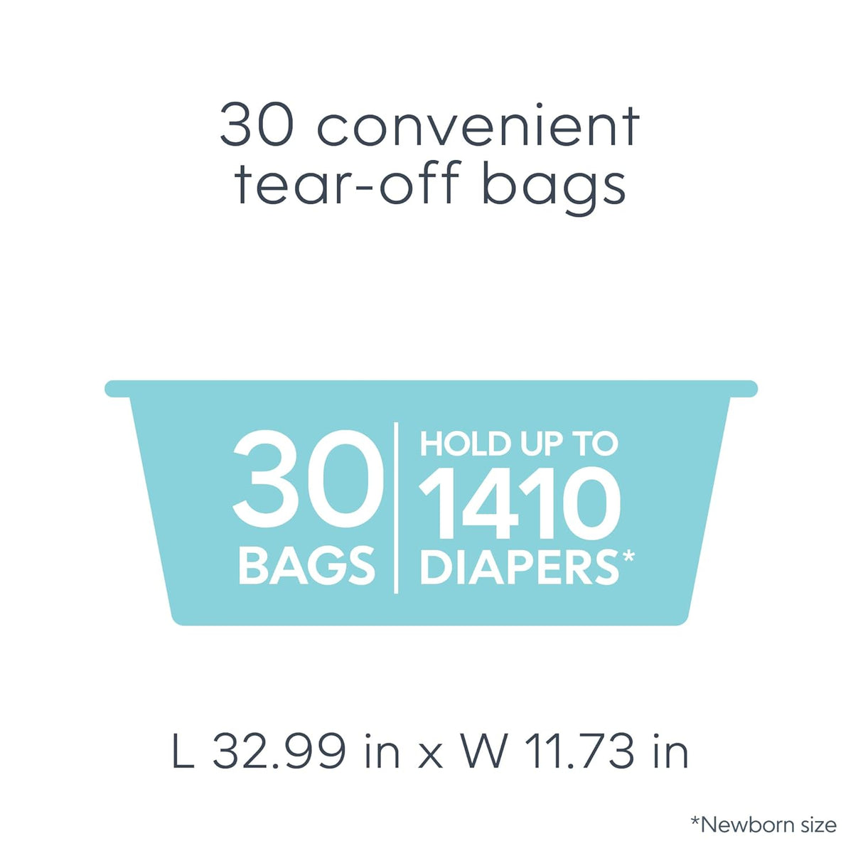 Diaper Genie Easy Roll Refill with 30 Bags, Holds up to 1410 Newborn Diapers per Refill