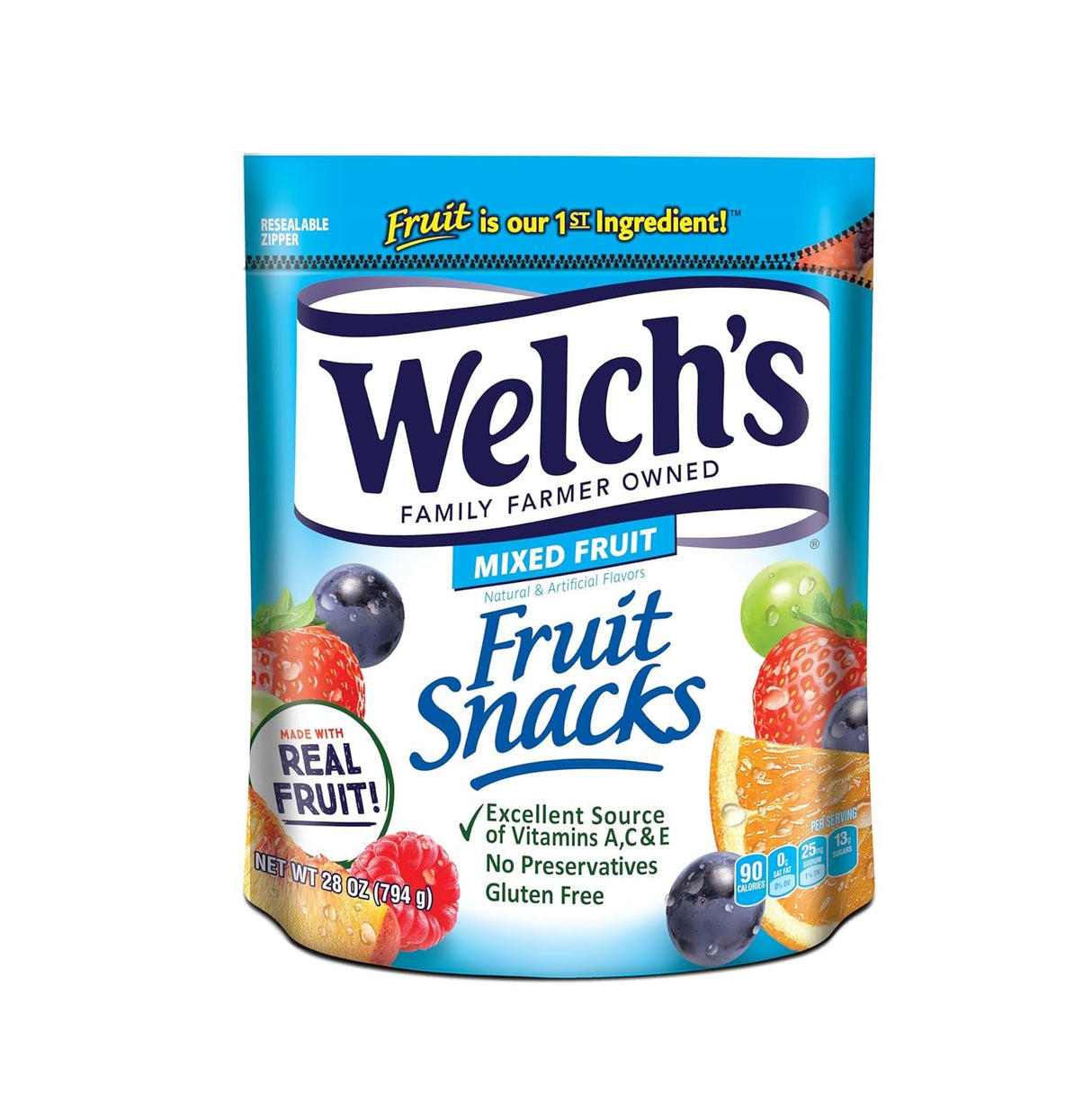 Welch’S Fruit Snacks, Mixed Fruit, Perfect Stocking Stuffer, Bulk Pack, Gluten Free, Individual Single Serve Bags, 0.8 Oz (Pack of 40)