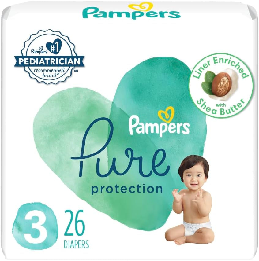 Pampers Pure Protection Diapers - Size 5, One Month Supply (132 Count), Hypoallergenic Premium Disposable Baby Diapers