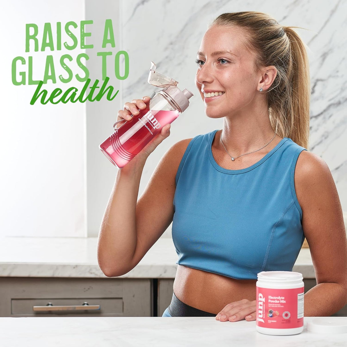 JUNP Electrolytes Powder No Sugar No Carbs, Mouthwatering Green Apple Keto Electrolyte Drink Mix, Potassium & Salt Hydration Powder Electrolytes Zero Calorie Sugar Free Electrolyte Powder, 90 Servings